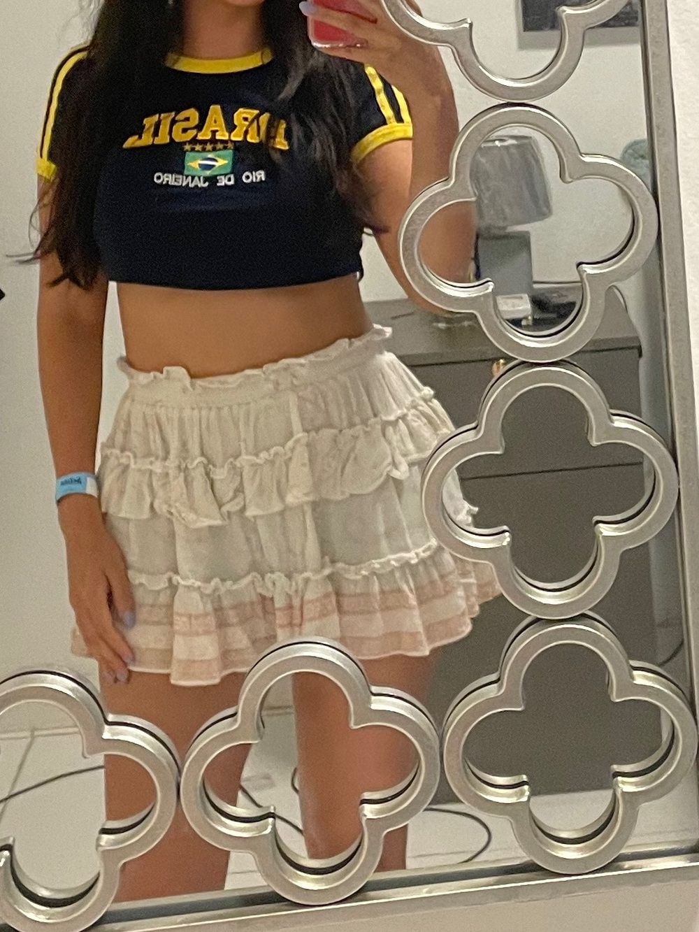 Pink + White Mini Skirt